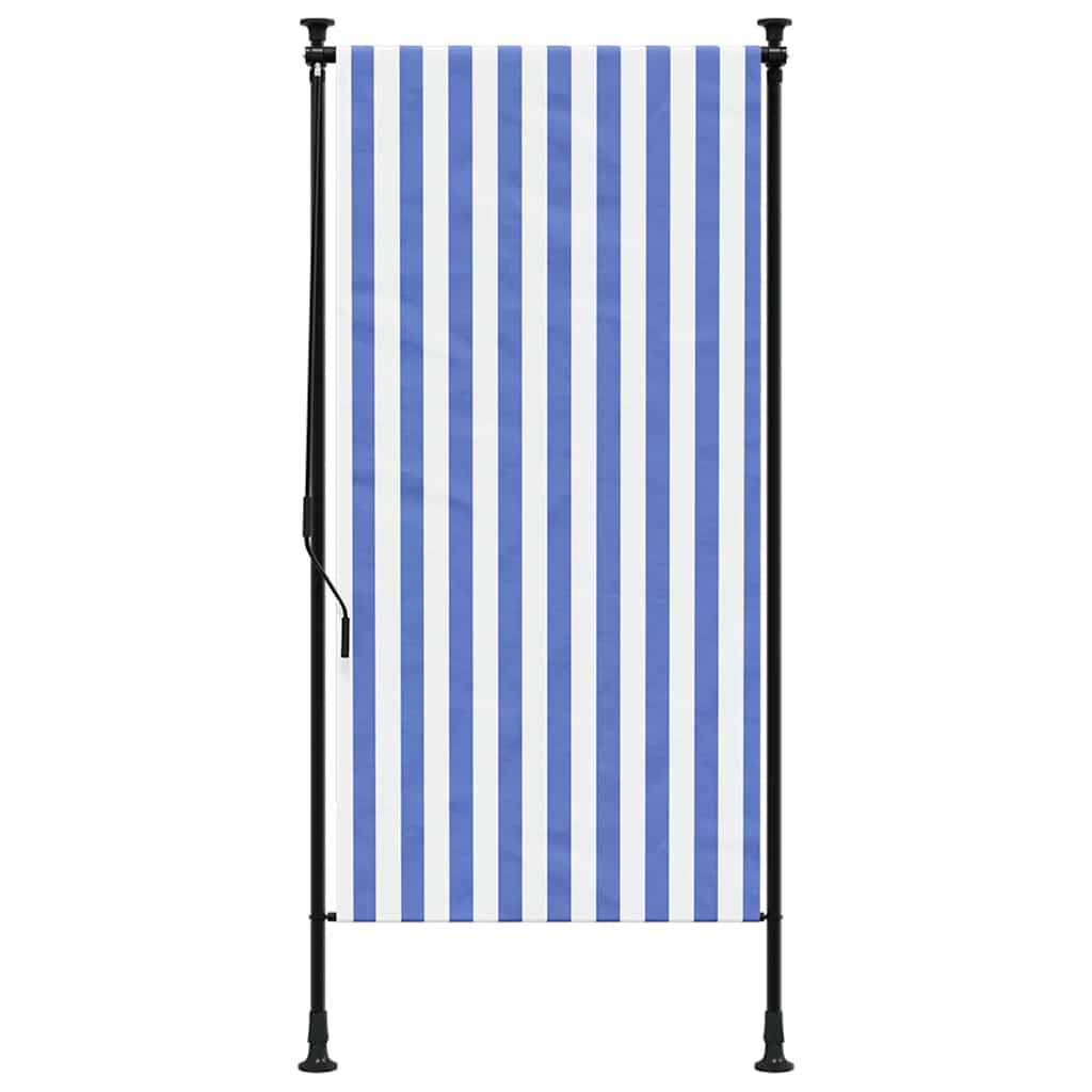 Outdoor Roller Blind Blue and White 120x270 cm Fabric&Steel
