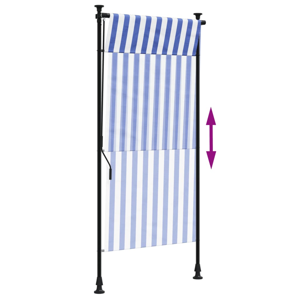 Outdoor Roller Blind Blue and White 120x270 cm Fabric&Steel