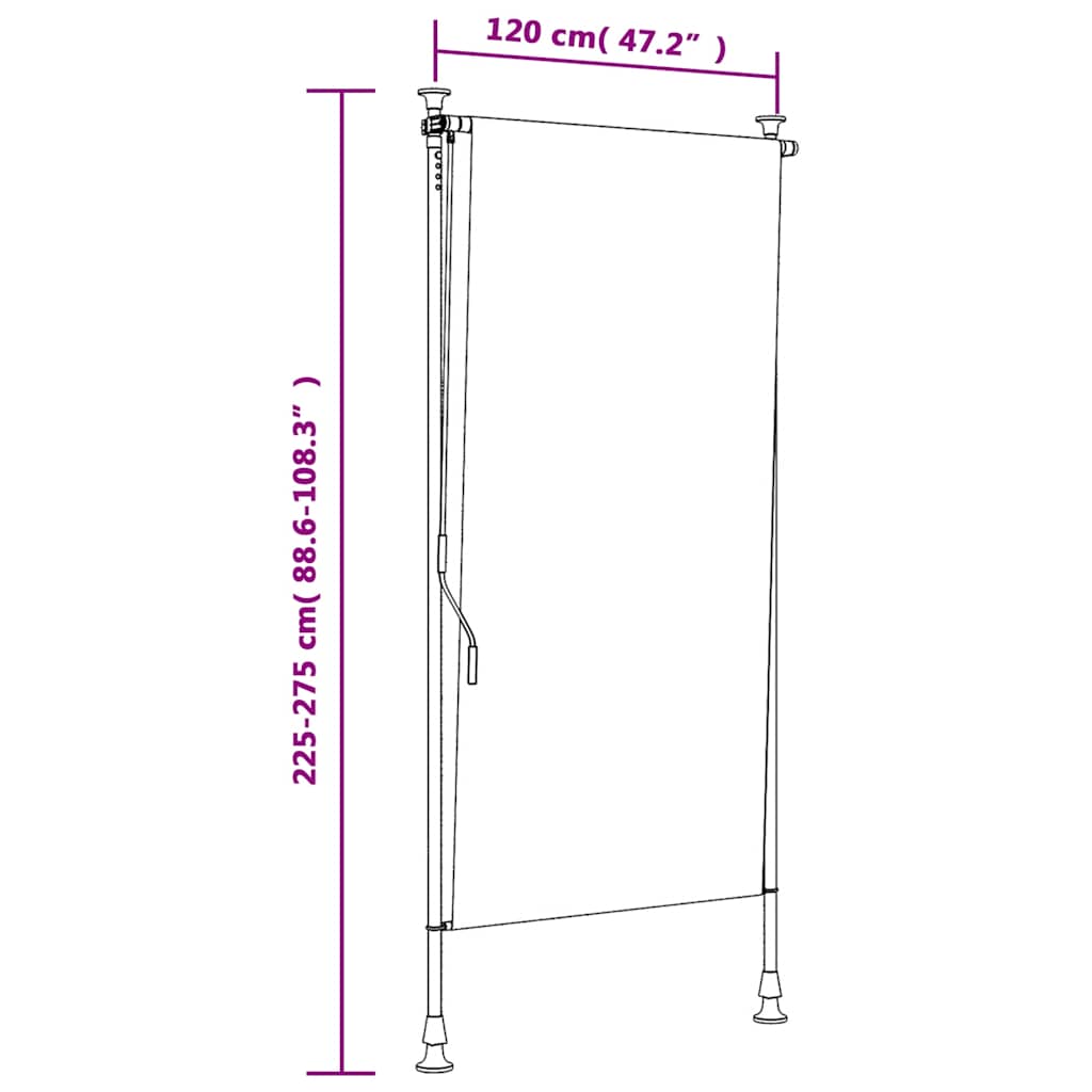 Outdoor Roller Blind Blue and White 120x270 cm Fabric&Steel