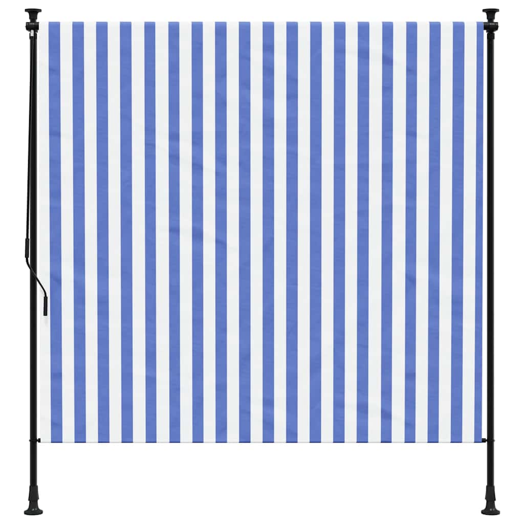 Outdoor Roller Blind Blue and White 150x270 cm Fabric&Steel