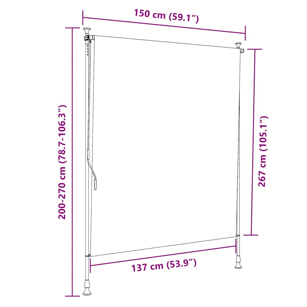Outdoor Roller Blind Blue and White 150x270 cm Fabric&Steel