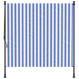 Outdoor Roller Blind Blue and White 200x270 cm Fabric&Steel