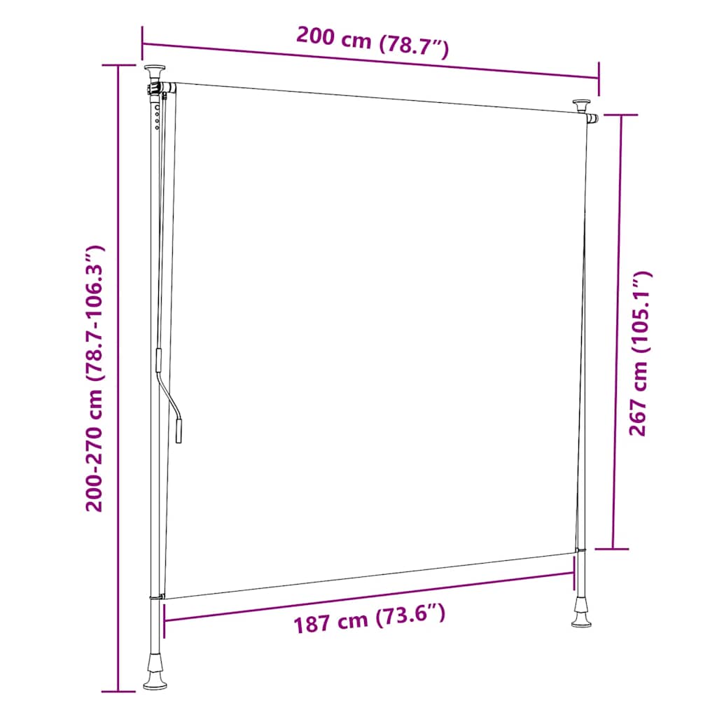 Outdoor Roller Blind Blue and White 200x270 cm Fabric&Steel