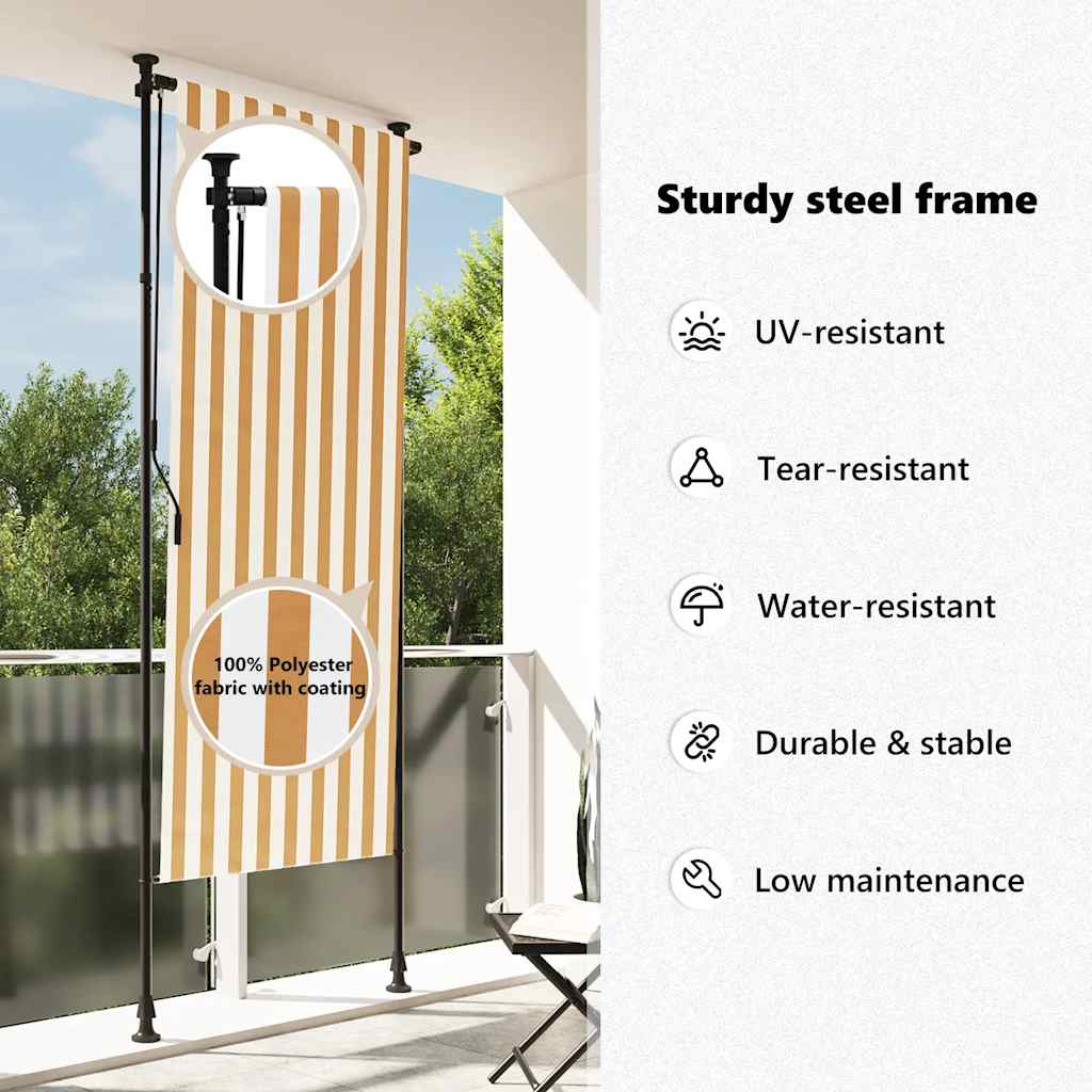 Outdoor Roller Blind Orange and White 100x270 cm Fabric&Steel