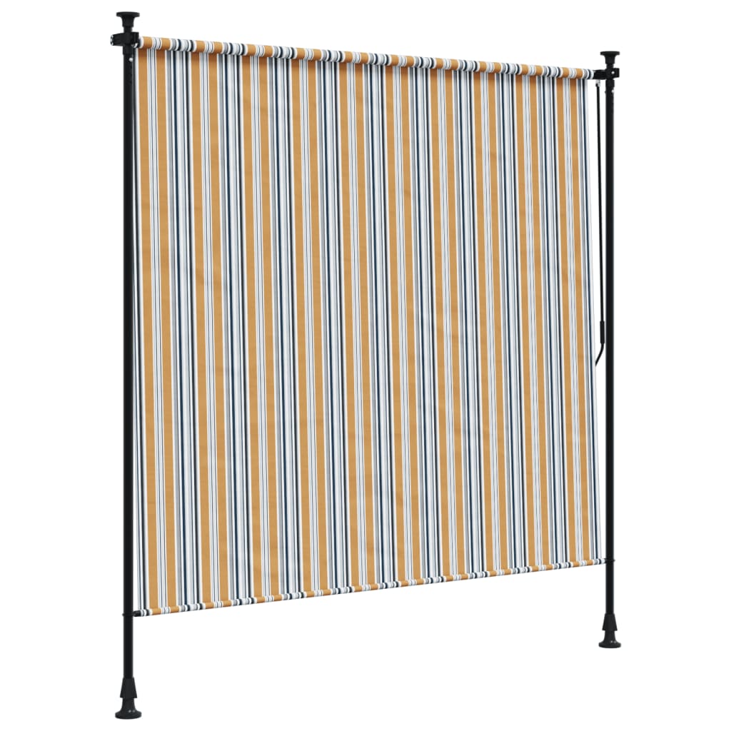 Outdoor Roller Blind Yellow and White 150x270 cm Fabric&Steel