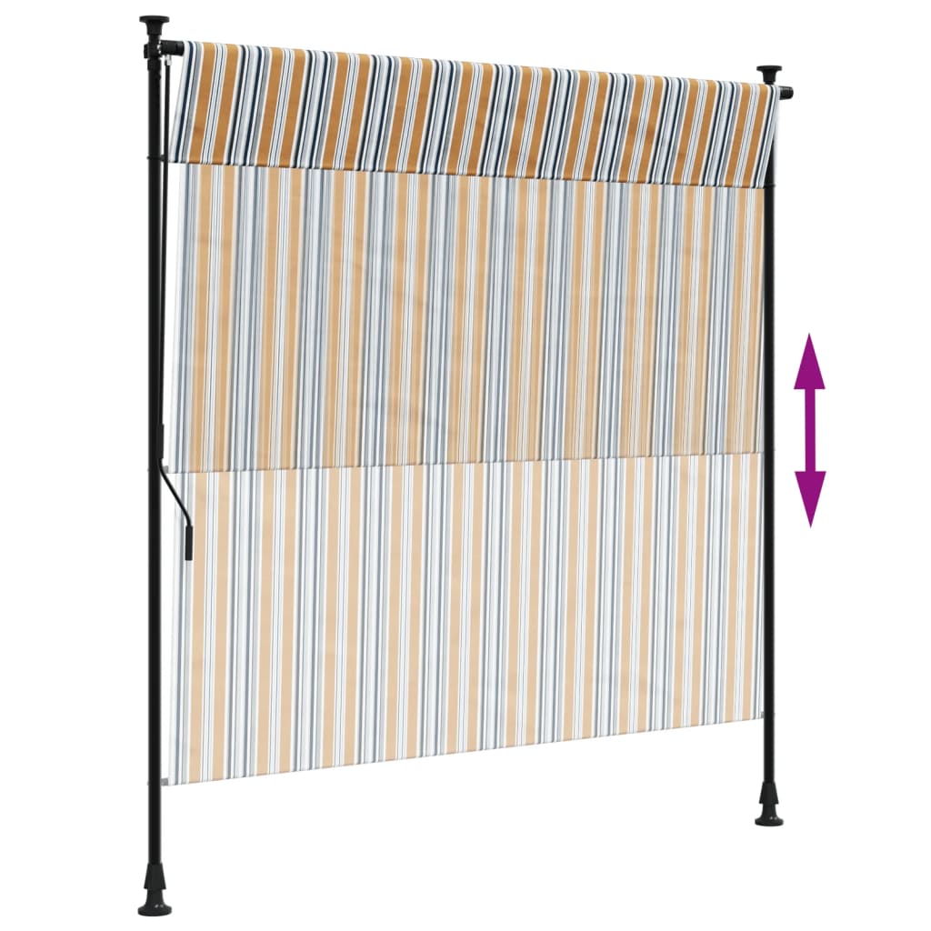 Outdoor Roller Blind Yellow and White 150x270 cm Fabric&Steel