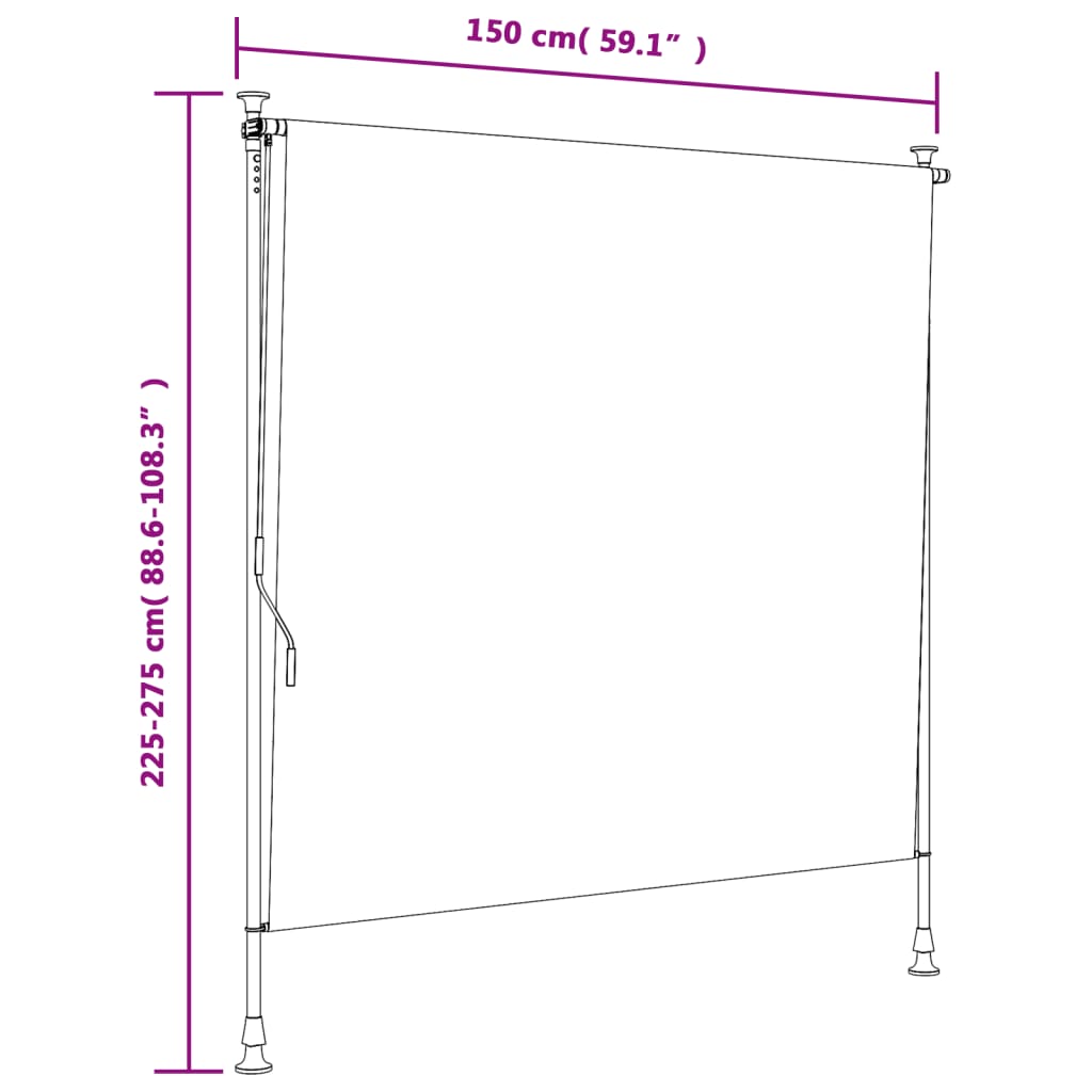 Outdoor Roller Blind Yellow and White 150x270 cm Fabric&Steel
