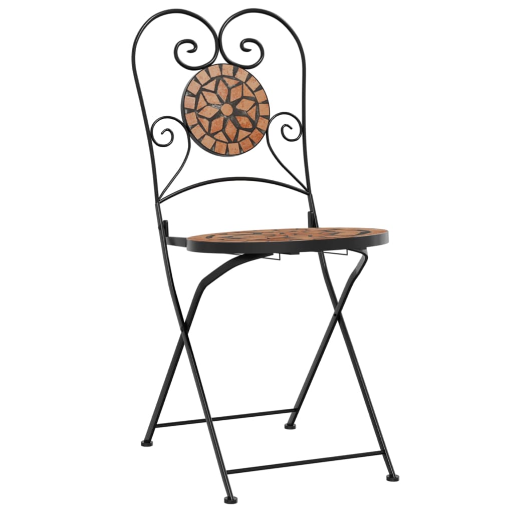 Mosaic Bistro Set Terracotta Iron and Ceramic