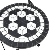 Mosaic Bistro Set Black and White Iron and Ceramic