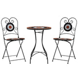 Mosaic Bistro Set Terracotta and White Iron and Ceramic