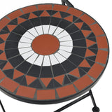 Mosaic Bistro Set Terracotta and White Iron and Ceramic