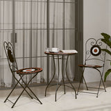 Mosaic Bistro Set Terracotta and White Iron and Ceramic