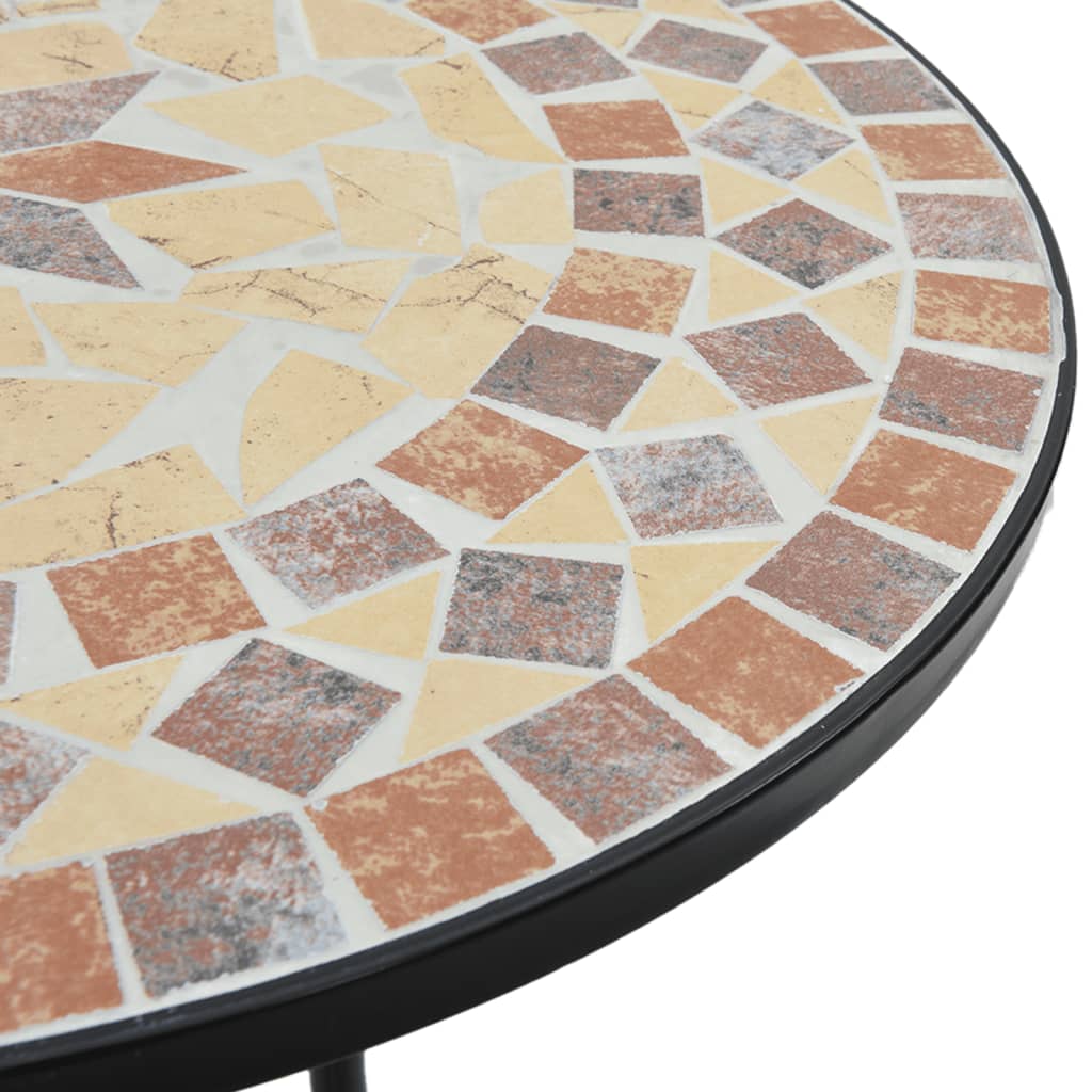 Mosaic Bistro Set Terracotta and White Iron and Ceramic