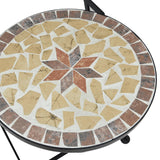 Mosaic Bistro Set Terracotta and White Iron and Ceramic