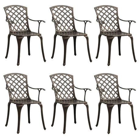 Garden Chairs 6 pcs Cast Aluminium Bronze