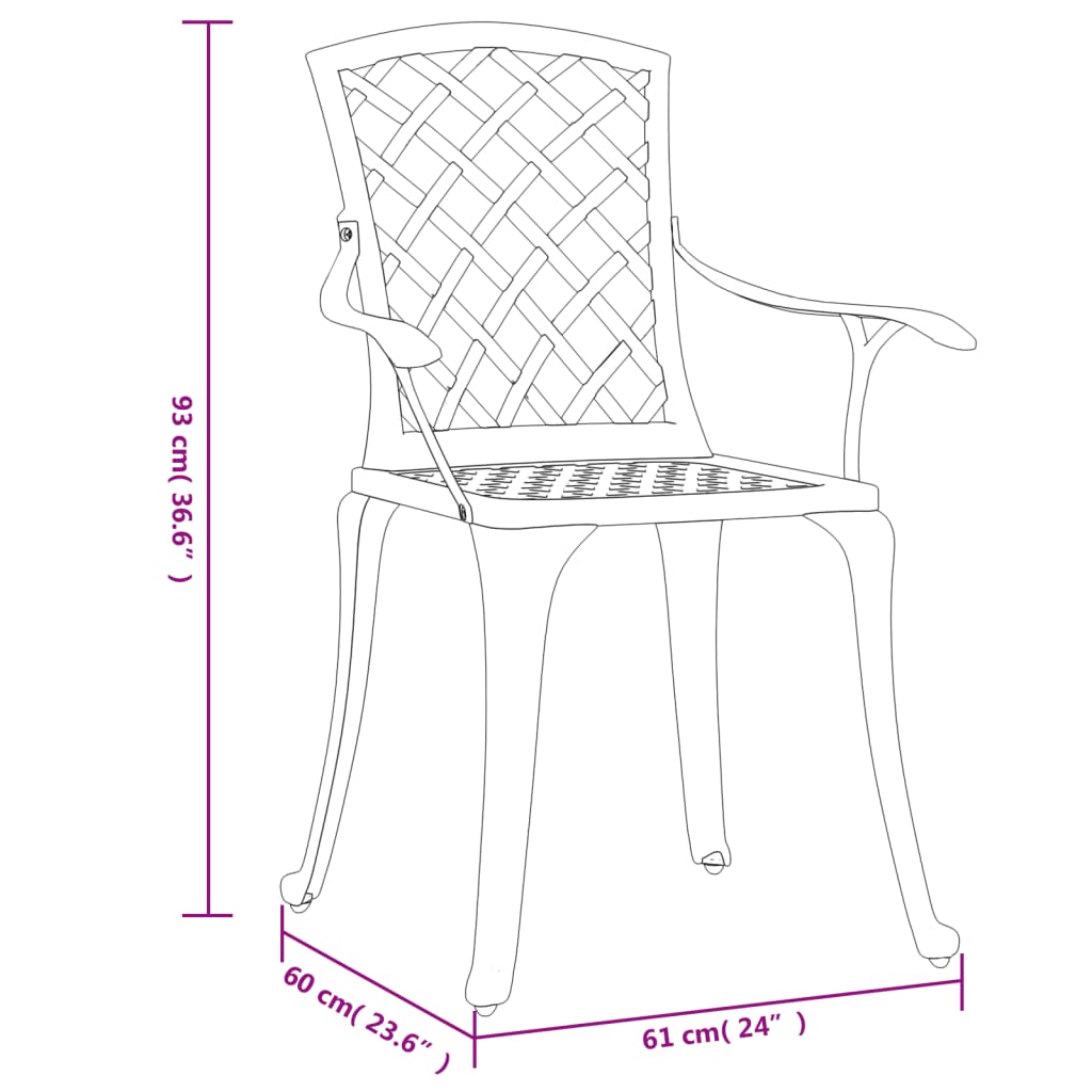 Garden Chairs 6 pcs Cast Aluminium Black
