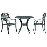 3 Piece Bistro Set Green Cast Aluminium