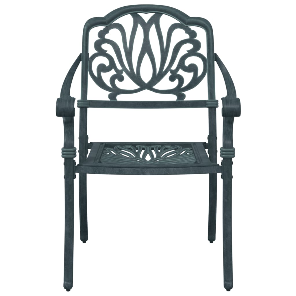 3 Piece Bistro Set Green Cast Aluminium