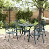 5 Piece Garden Dining Set Green Cast Aluminium