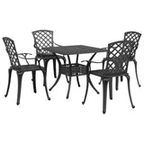 5 Piece Garden Dining Set Black Cast Aluminium