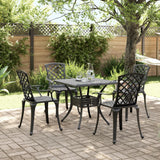 5 Piece Garden Dining Set Black Cast Aluminium