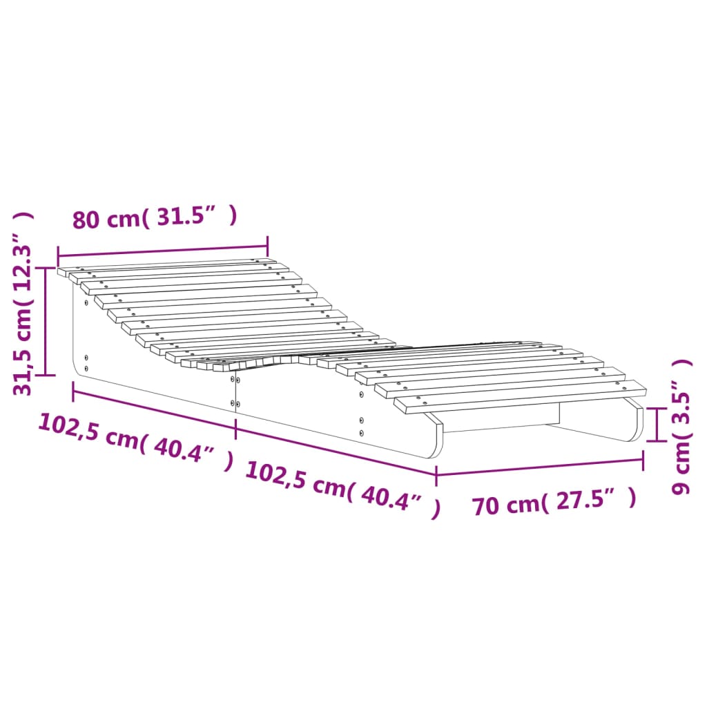 Sun Lounger 205x80x31.5 cm Solid Wood Pine