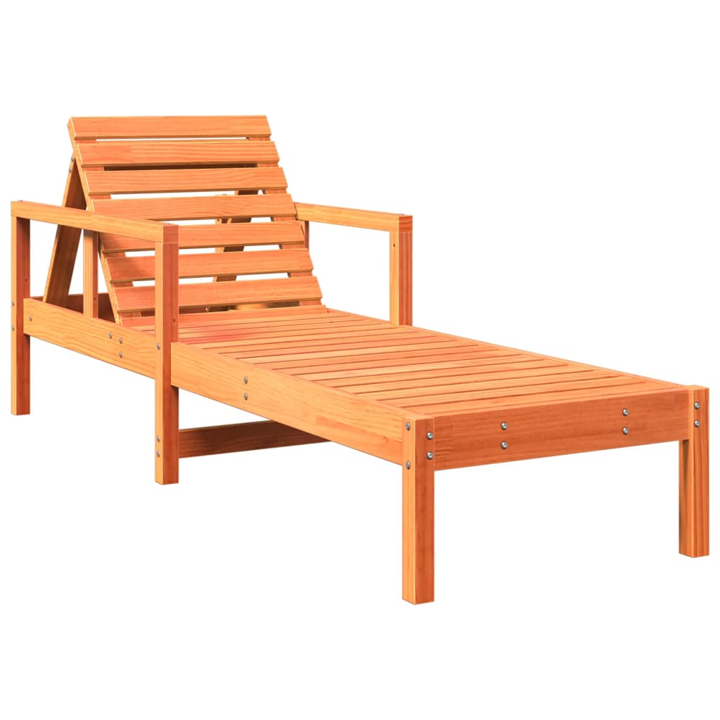 Sun Lounger Wax Brown 199.5x62x55 cm Solid Wood Pine