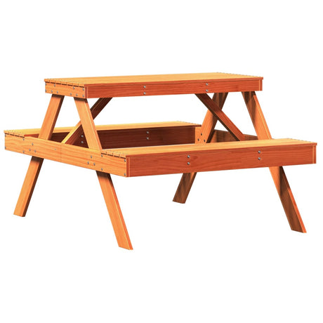 Picnic Table Wax Brown 105x134x75 cm Solid Wood Pine