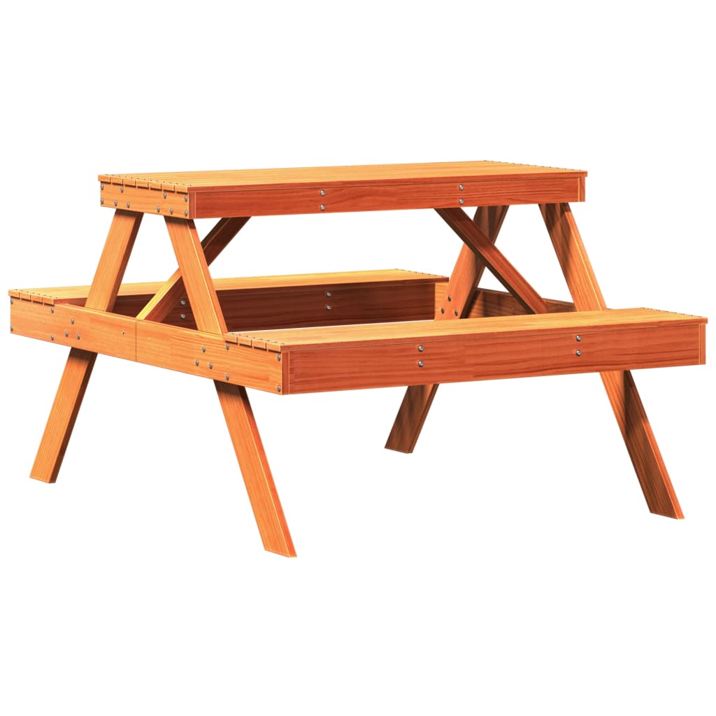 Picnic Table Wax Brown 105x134x75 cm Solid Wood Pine