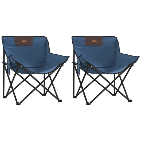 Camping Chairs with Pocket Foldable 2 pcs Blue