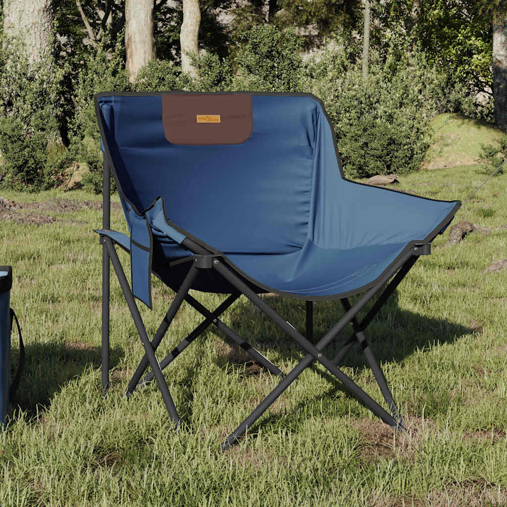 Camping Chairs with Pocket Foldable 2 pcs Blue