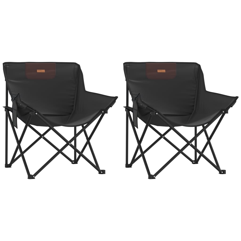 Camping Chairs with Pocket Foldable 2 pcs Black