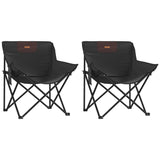 Camping Chairs with Pocket Foldable 2 pcs Black