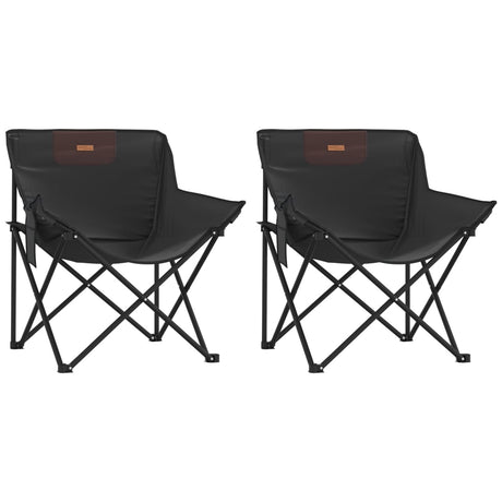 Camping Chairs with Pocket Foldable 2 pcs Black