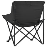 Camping Chairs with Pocket Foldable 2 pcs Black