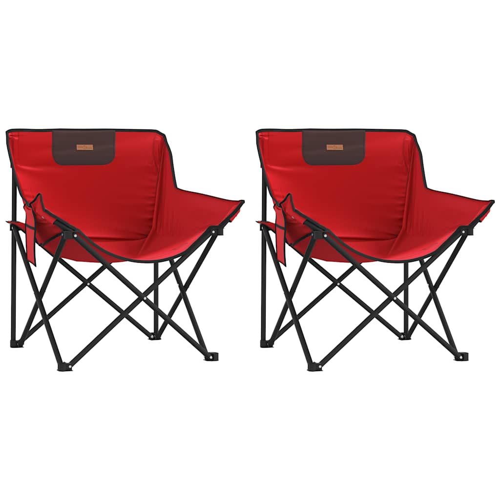 Camping Chairs with Pocket Foldable 2 pcs Red