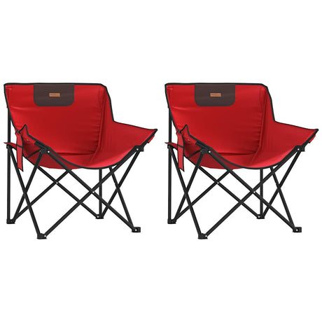 Camping Chairs with Pocket Foldable 2 pcs Red