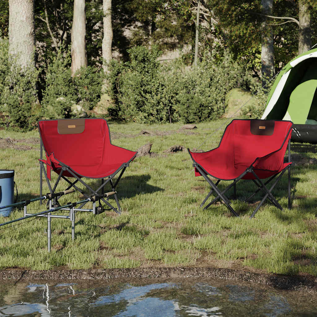 Camping Chairs with Pocket Foldable 2 pcs Red