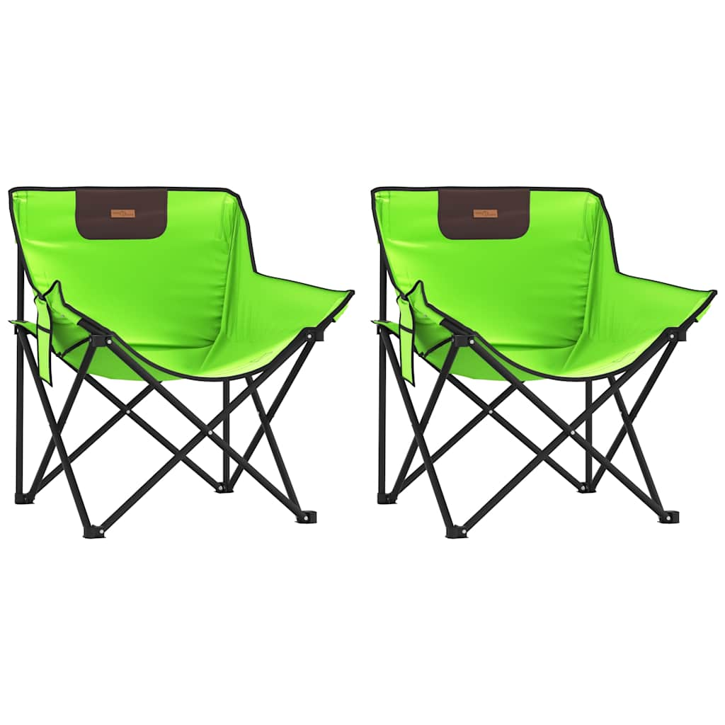 Camping Chairs with Pocket Foldable 2 pcs Green