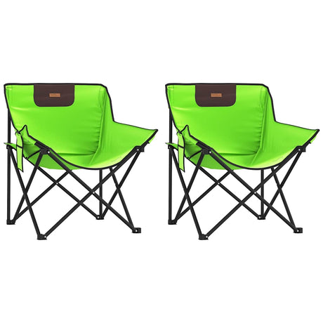 Camping Chairs with Pocket Foldable 2 pcs Green