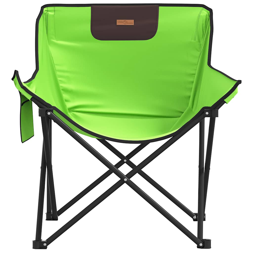 Camping Chairs with Pocket Foldable 2 pcs Green