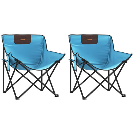 Camping Chairs with Pocket Foldable 2 pcs Bright Blue