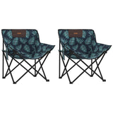 Camping Chairs with Pocket Foldable 2 pcs Leave Print