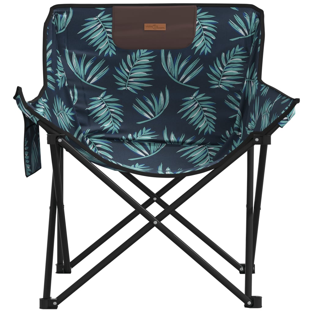 Camping Chairs with Pocket Foldable 2 pcs Leave Print