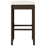 Garden Bar Stools with Cushions 2 pcs Brown Poly Rattan