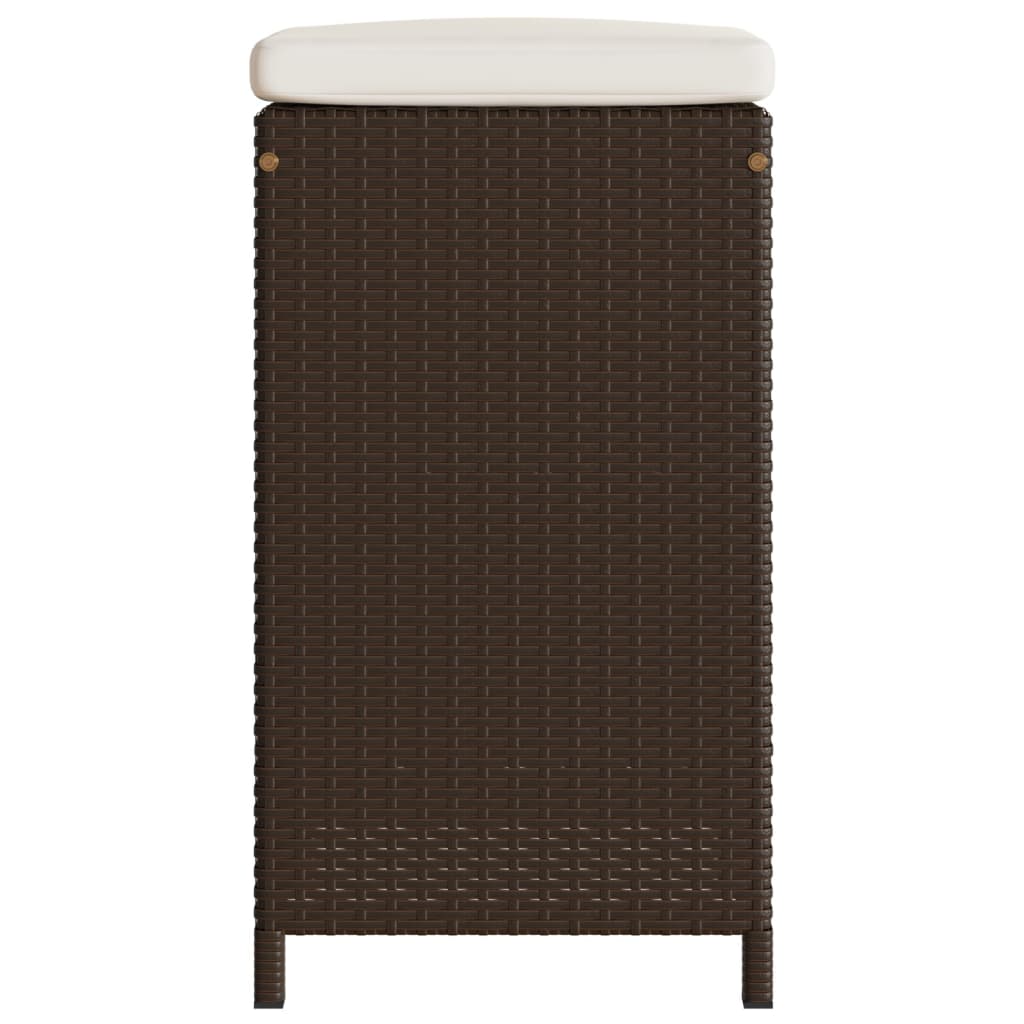Garden Bar Stools with Cushions 2 pcs Brown Poly Rattan