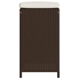 Garden Bar Stools with Cushions 2 pcs Brown Poly Rattan