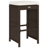 Garden Bar Stools with Cushions 2 pcs Brown Poly Rattan