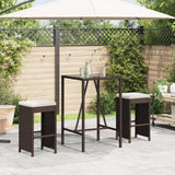 Garden Bar Stools with Cushions 2 pcs Brown Poly Rattan