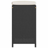 Garden Bar Stools with Cushions 2 pcs Black Poly Rattan